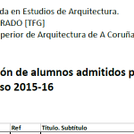 B2.TFG do Grao en Estudos de Arquitectura. Alumnos aptos para a defensa do Traballo Fin de Grao (6 ECTS)