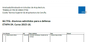 Convocatoria Defensa TFG Grao en Estudos de Arquitectura @ Salón de Graos. Edif. Departamentos ETSAC