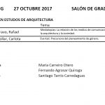 Convocatoria Defensa TFG Grao en Estudos de Arquitectura. Outubro 2017