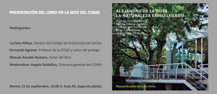 Presentación no COAM do libro Alejandro de la Sota. La naturaleza en su legado